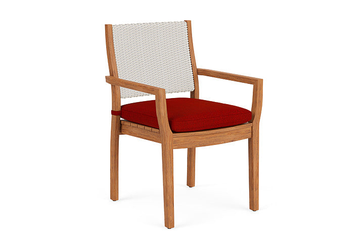Lloyd Flanders - Teak Loom Back Teak Dining Armchair In Antique White Finish With Partyline Lollipop Fabric - 2862010712054 view 1