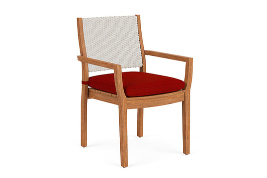 Lloyd Flanders - Teak Loom Back Teak Dining Armchair In Antique White Finish With Partyline Lollipop Fabric - 2862010712054 view 1