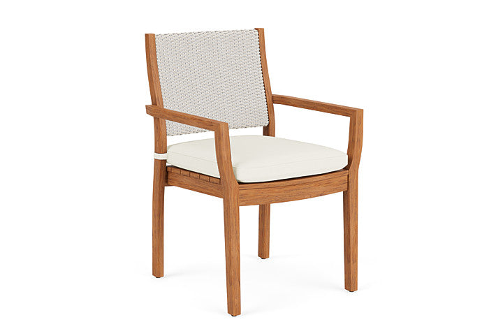 Lloyd Flanders - Teak Loom Back Teak Dining Armchair In Antique White Finish With Sailcloth Salt Fabric - 286201071890 view 1