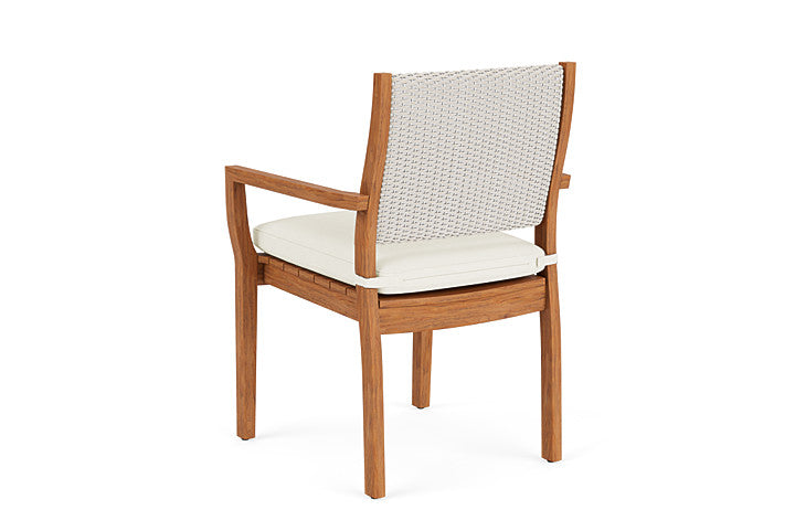 Lloyd Flanders - Teak Loom Back Teak Dining Armchair In Antique White Finish With Sailcloth Salt Fabric - 286201071890 view 2