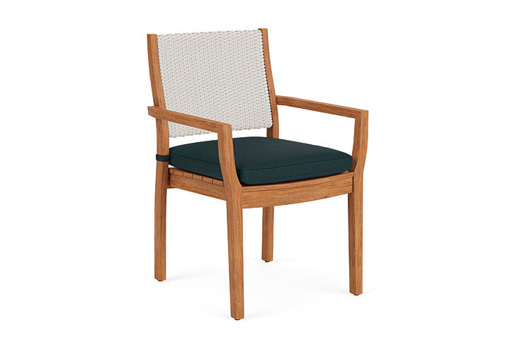 Lloyd Flanders - Teak Loom Back Teak Dining Armchair In Antique White Finish With Sandberg Lagoon Fabric - 2862010712039 view 1