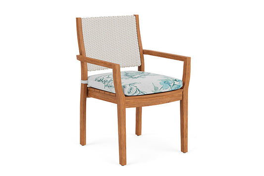 Lloyd Flanders - Teak Loom Back Teak Dining Armchair In Antique White Finish With Serena Floral Mist Fabric - 2862010712078 view 1