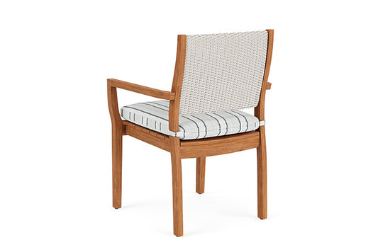 Lloyd Flanders - Teak Loom Back Teak Dining Armchair In Antique White Finish With Tamer Fog Fabric - 2862010712037 view 2