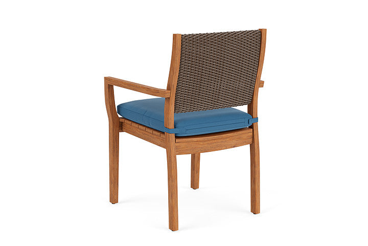 Lloyd Flanders - Teak Loom Back Teak Dining Armchair In Bark Finish With Bamboo Bay Sky Fabric - 2862010082007 view 2