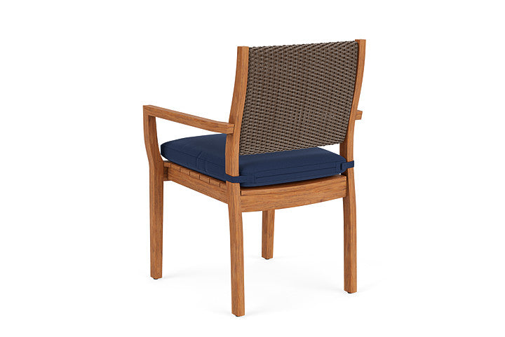 Lloyd Flanders - Teak Loom Back Teak Dining Armchair In Bark Finish With Beach Navy Fabric - 2862010082013 view 2