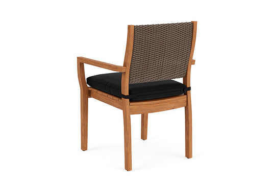 Lloyd Flanders - Teak Loom Back Teak Dining Armchair In Bark Finish With Canvas Black Fabric - 286201008157 view 2