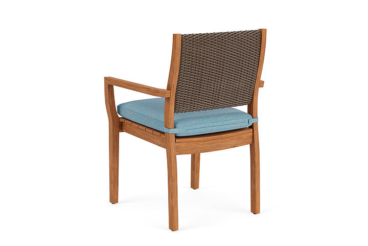 Lloyd Flanders - Teak Loom Back Teak Dining Armchair In Bark Finish With Leeds Light Blue Fabric - 2862010082058 view 2