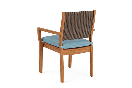 Lloyd Flanders - Teak Loom Back Teak Dining Armchair In Bark Finish With Leeds Light Blue Fabric - 2862010082058 view 2