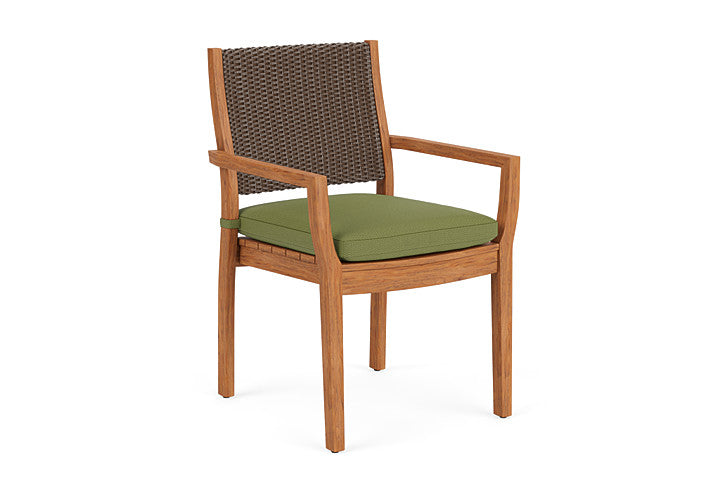Lloyd Flanders - Teak Loom Back Teak Dining Armchair In Bark Finish With Reflections Grass Fabric - 2862010082051 view 1