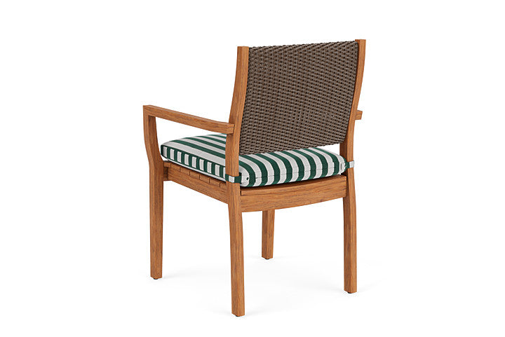 Lloyd Flanders - Teak Loom Back Teak Dining Armchair In Bark Finish With Safari/White Stripe Fabric - 286201008269 view 2