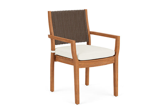 Lloyd Flanders - Teak Loom Back Teak Dining Armchair In Bark Finish With Sailcloth Salt Fabric - 286201008890 view 1