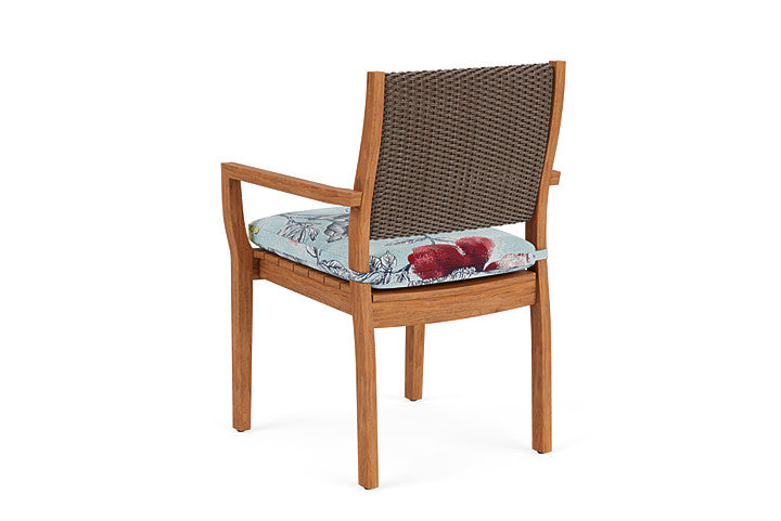Lloyd Flanders - Teak Loom Back Teak Dining Armchair In Bark Finish With Serena Floral Meadow Fabric - 2862010082079 view 2