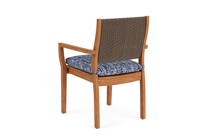 Lloyd Flanders - Teak Loom Back Teak Dining Armchair In Bark Finish With Visions Cobalt Fabric - 286201008683 view 2