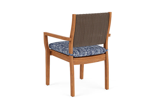 Lloyd Flanders - Teak Loom Back Teak Dining Armchair In Bark Finish With Visions Cobalt Fabric - 286201008683 view 2