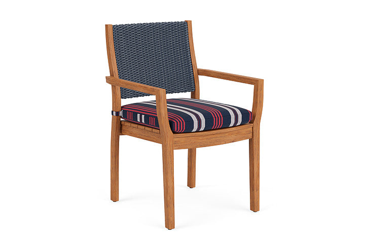 Lloyd Flanders - Teak Loom Back Teak Dining Armchair In Denim Blue Finish With Berkely Hall Navy Fabric - 2862010402063 view 1
