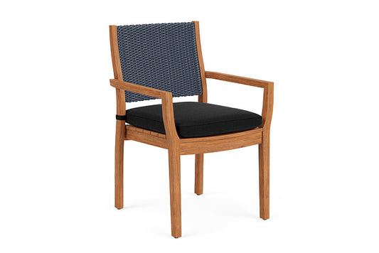 Lloyd Flanders - Teak Loom Back Teak Dining Armchair In Denim Blue Finish With Canvas Black Fabric - 286201040157 view 1