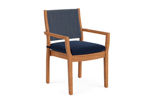 Lloyd Flanders - Teak Loom Back Teak Dining Armchair In Denim Blue Finish With Decorline Navy Fabric - 2862010402019 view 1