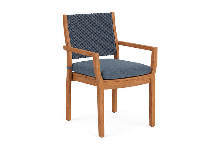 Lloyd Flanders - Teak Loom Back Teak Dining Armchair In Denim Blue Finish With Deluna Aegean Fabric - 2862010402030 view 1