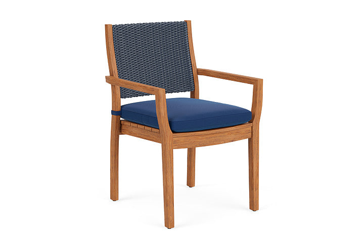 Lloyd Flanders - Teak Loom Back Teak Dining Armchair In Denim Blue Finish With Flagship Lapis Fabric - 2862010401813 view 1
