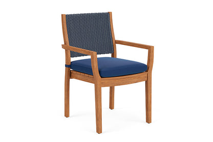 Lloyd Flanders - Teak Loom Back Teak Dining Armchair In Denim Blue Finish With Flagship Lapis Fabric - 2862010401813 view 1