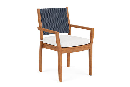 Lloyd Flanders - Teak Loom Back Teak Dining Armchair In Denim Blue Finish With Friendly Natural Fabric - 2862010402042 view 1
