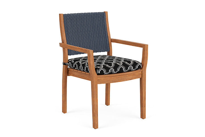 Lloyd Flanders - Teak Loom Back Teak Dining Armchair In Denim Blue Finish With Luna Onyx Fabric - 2862010402071 view 1