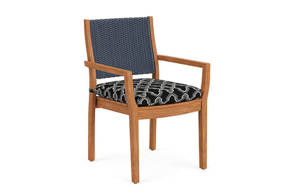 Lloyd Flanders - Teak Loom Back Teak Dining Armchair In Denim Blue Finish With Luna Onyx Fabric - 2862010402071 view 1