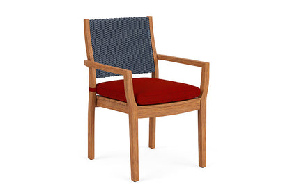 Lloyd Flanders - Teak Loom Back Teak Dining Armchair In Denim Blue Finish With Partyline Lollipop Fabric - 2862010402054 view 1