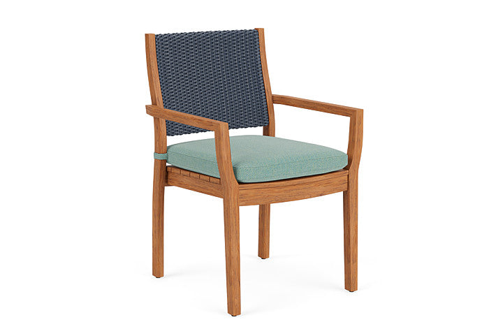 Lloyd Flanders - Teak Loom Back Teak Dining Armchair In Denim Blue Finish With Pavian Pool Fabric - 2862010402045 view 1