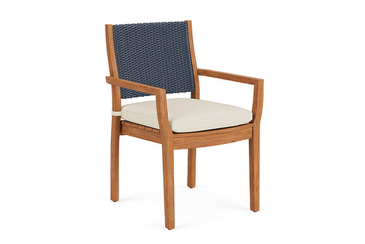 Lloyd Flanders - Teak Loom Back Teak Dining Armchair In Denim Blue Finish With Sailcloth Sailor Fabric - 286201040434 view 1