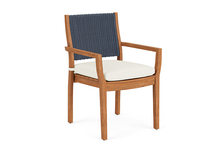 Lloyd Flanders - Teak Loom Back Teak Dining Armchair In Denim Blue Finish With Sailcloth Salt Fabric - 286201040890 view 1