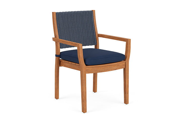 Lloyd Flanders - Teak Loom Back Teak Dining Armchair In Denim Blue Finish With Sandberg Navy Fabric - 2862010402025 view 1