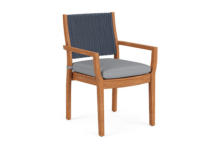 Lloyd Flanders - Teak Loom Back Teak Dining Armchair In Denim Blue Finish With Sandberg Pewter Fabric - 2862010402029 view 1