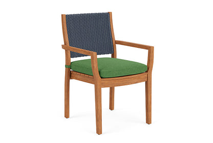 Lloyd Flanders - Teak Loom Back Teak Dining Armchair In Denim Blue Finish With Seadog Botanical Fabric - 2862010402066 view 1