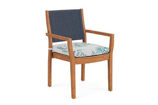 Lloyd Flanders - Teak Loom Back Teak Dining Armchair In Denim Blue Finish With Serena Floral Mist Fabric - 2862010402078 view 1