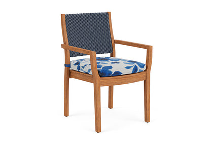 Lloyd Flanders - Teak Loom Back Teak Dining Armchair In Denim Blue Finish With Watercolor Blossom Capri Fabric - 286201040672 view 1