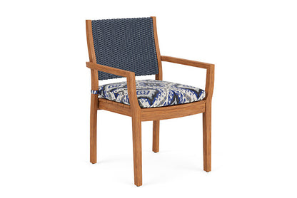 Lloyd Flanders - Teak Loom Back Teak Dining Armchair In Denim Blue Finish With Yoko Mediterranean Fabric - 286201040705 view 1