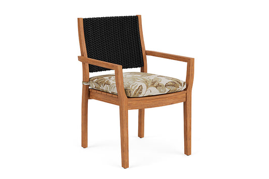 Lloyd Flanders - Teak Loom Back Teak Dining Armchair In Ebony Finish With Botanic Willow Fabric - 286201013164 view 1