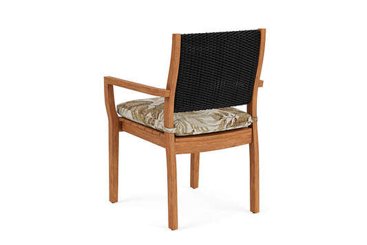 Lloyd Flanders - Teak Loom Back Teak Dining Armchair In Ebony Finish With Botanic Willow Fabric - 286201013164 view 2