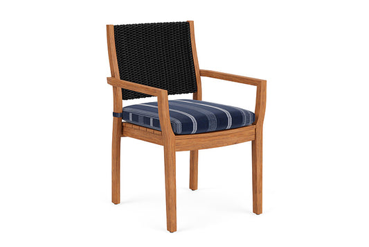 Lloyd Flanders - Teak Loom Back Teak Dining Armchair In Ebony Finish With Consider Indigo Fabric - 2862010131969 view 1