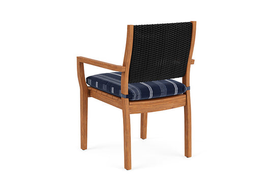 Lloyd Flanders - Teak Loom Back Teak Dining Armchair In Ebony Finish With Consider Indigo Fabric - 2862010131969 view 2