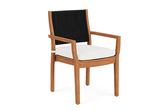 Lloyd Flanders - Teak Loom Back Teak Dining Armchair In Ebony Finish With Friendly Natural Fabric - 2862010132042 view 1