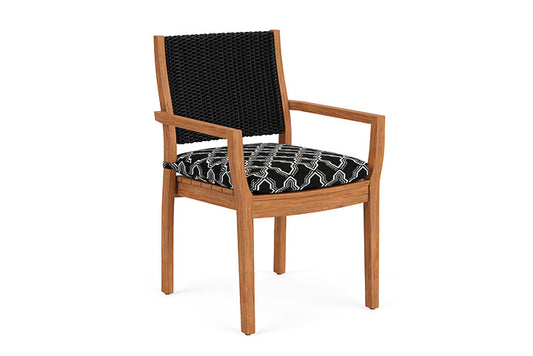 Lloyd Flanders - Teak Loom Back Teak Dining Armchair In Ebony Finish With Luna Onyx Fabric - 2862010132071 view 1