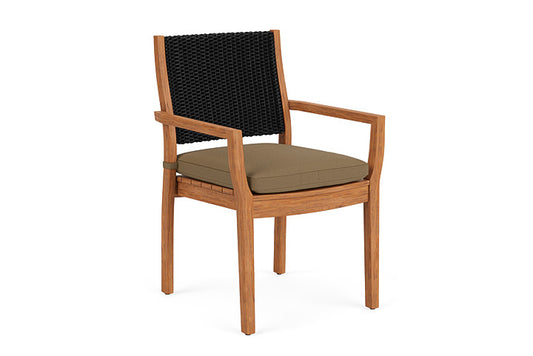 Lloyd Flanders - Teak Loom Back Teak Dining Armchair In Ebony Finish With Reflections Straw Fabric - 2862010132053 view 1