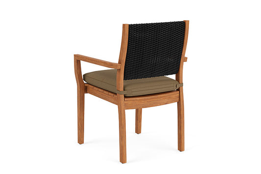 Lloyd Flanders - Teak Loom Back Teak Dining Armchair In Ebony Finish With Reflections Straw Fabric - 2862010132053 view 2