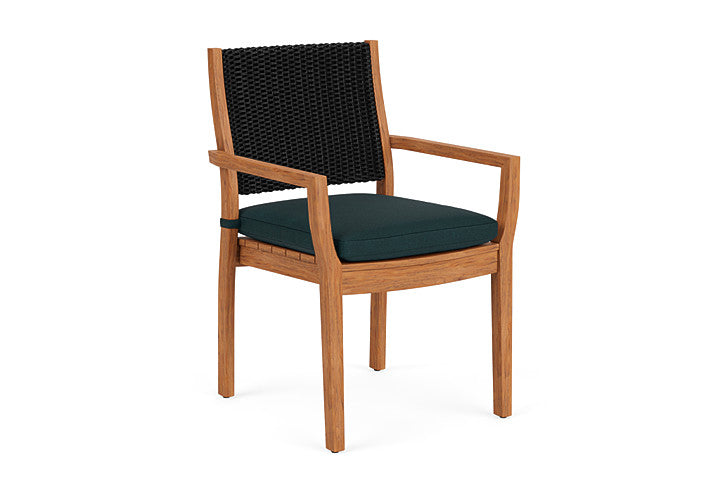 Lloyd Flanders - Teak Loom Back Teak Dining Armchair In Ebony Finish With Sandberg Lagoon Fabric - 2862010132039 view 1