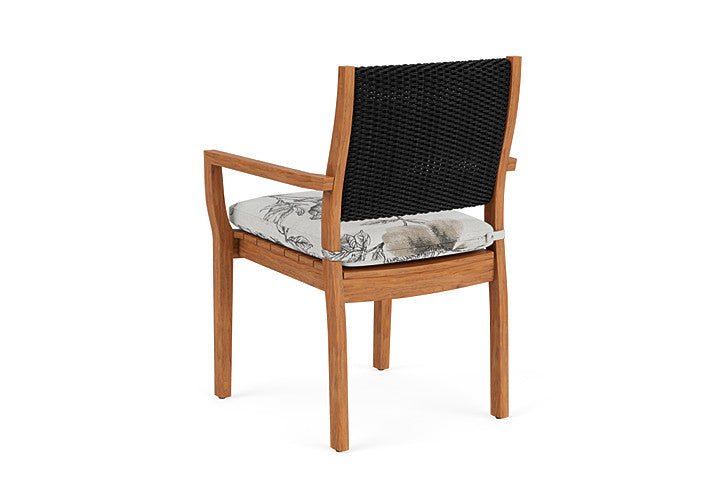Lloyd Flanders - Teak Loom Back Teak Dining Armchair In Ebony Finish With Serena Floral Dove Fabric - 2862010132077 view 2