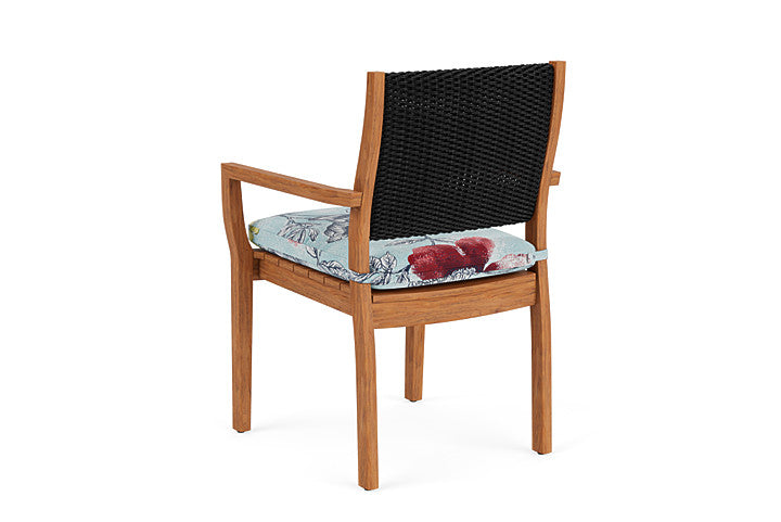 Lloyd Flanders - Teak Loom Back Teak Dining Armchair In Ebony Finish With Serena Floral Meadow Fabric - 2862010132079 view 2