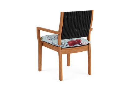 Lloyd Flanders - Teak Loom Back Teak Dining Armchair In Ebony Finish With Serena Floral Meadow Fabric - 2862010132079 view 2
