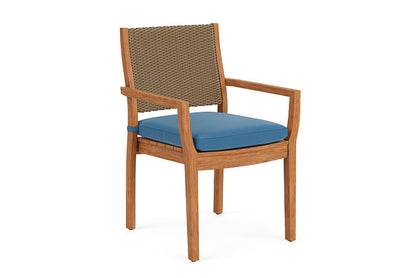 Lloyd Flanders - Teak Loom Back Teak Dining Armchair In Fawn Finish With Bamboo Bay Sky Fabric - 2862010052007 view 1